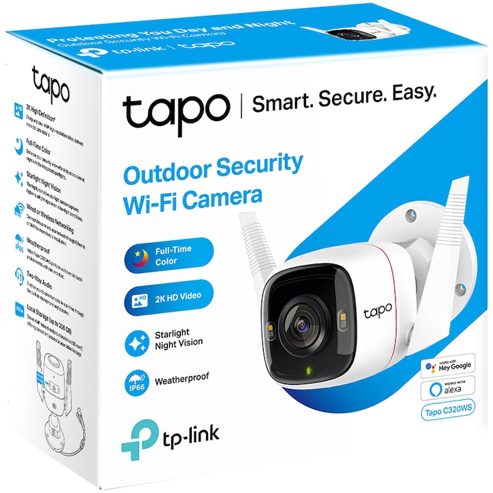 Camera de supraveghere exterior TP-Link TAPO C320WS, bullet, IP, 4MP, 3.2mm, IR 30m, TAPO C320WSMGN - imagine 2