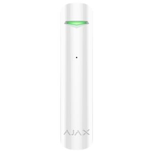 Detector Wireless Geam Spart Ajax GlassProtect Alb pentru Alarme Fiabile