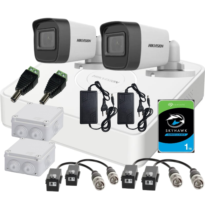 Kit 2 camere de exterior analog Hikvision 2MP complet - imagine 8