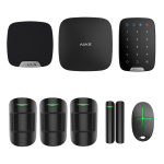 Kit AJAX Negru - 4 zone + sirenă de interior și tastatură