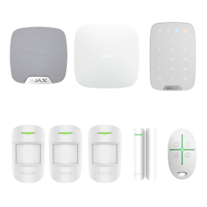 Kit AJAX Alb - 4 zone + sirenă de interior și tastatură