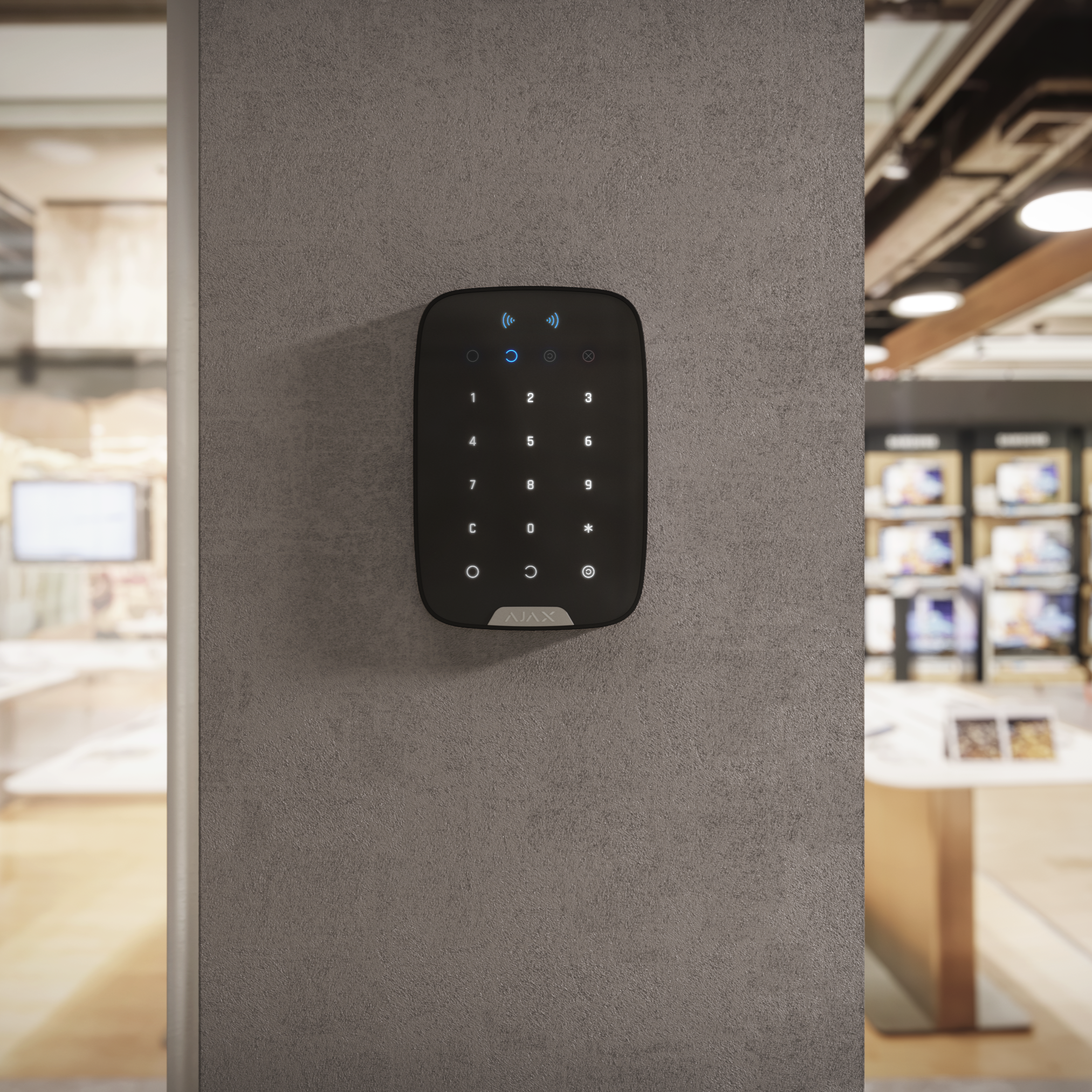 Tastatura Wireless cu cititor carduri Ajax Keypad Plus Neagră - imagine 3